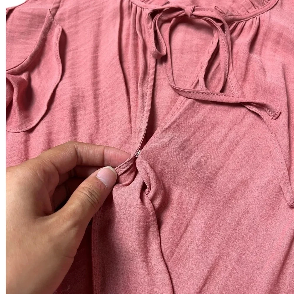 MAEVE Blouse Women XS Coral Cold Shoulder Wrap Front Liesel ANTHROPOLOGIE Top - Picture 7 of 12